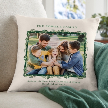 Foliage Frame Photo Throw Pillow