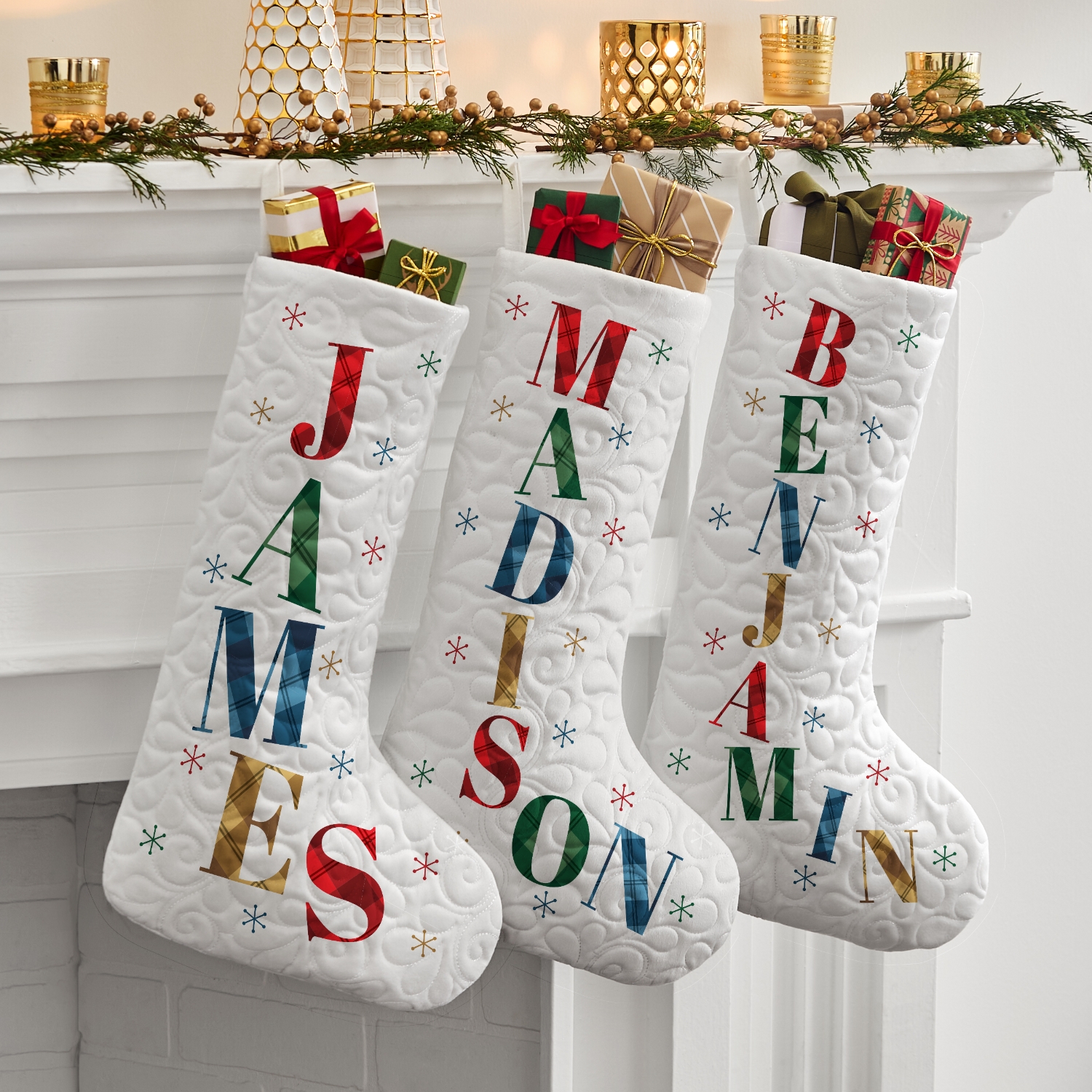 Perfectly Plaid Name Quilted Stocking