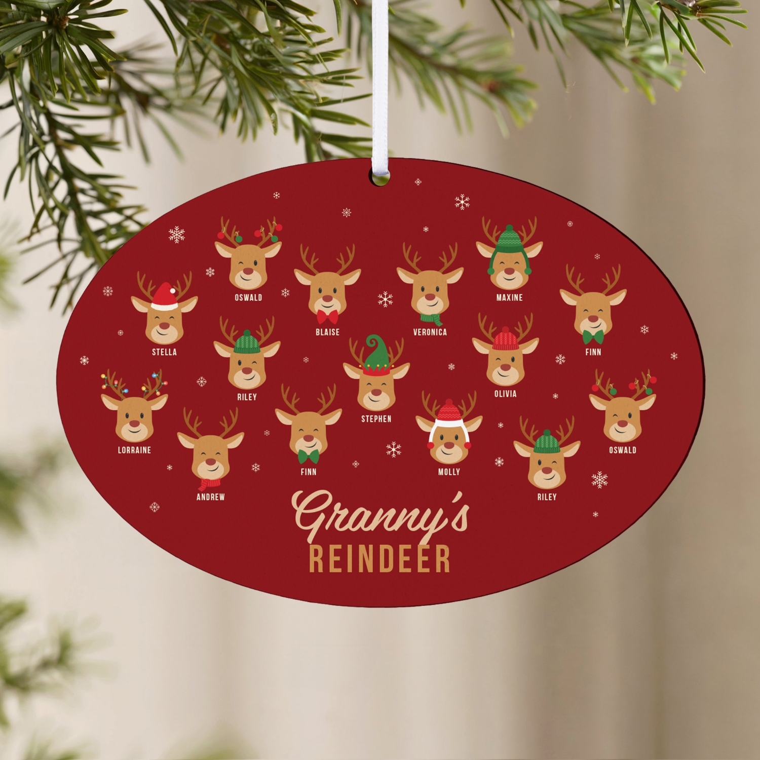 Reindeer Family Oval Ornament