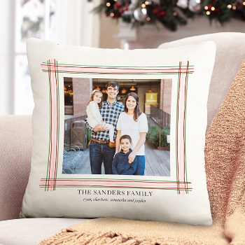 Ribbon Border Photo Throw Pillow