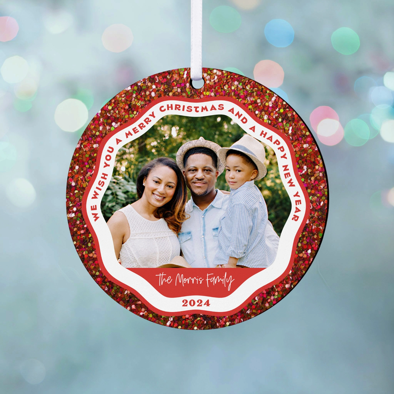 Shimmer Photo Round Ornament