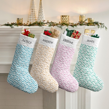 Colorful Herringbone Quilted Stocking