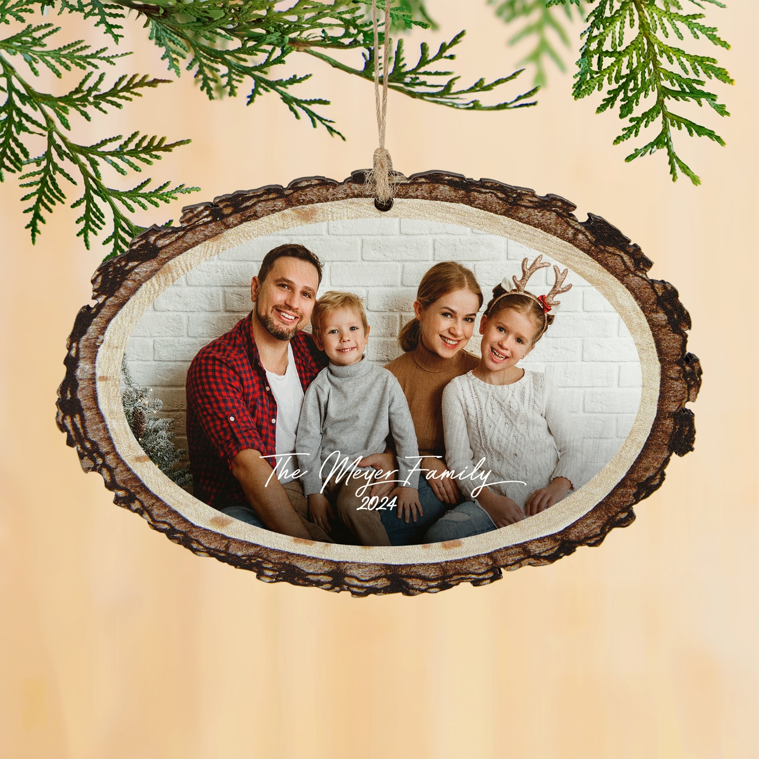 Custom Photo Rustic Wood Ornament