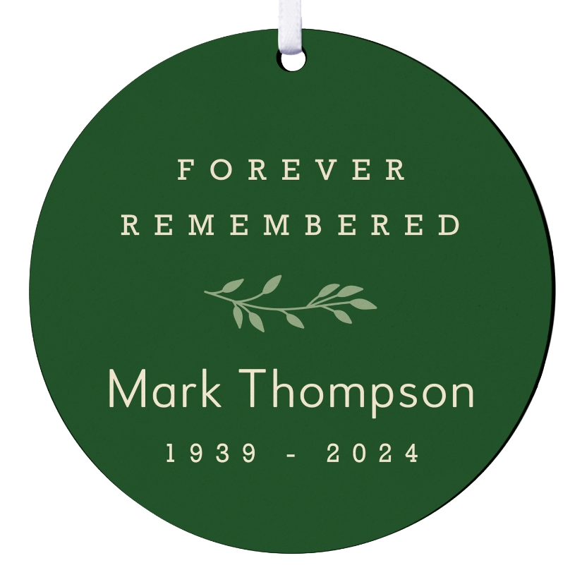 Forever Remembered Round Memorial Ornament Green at