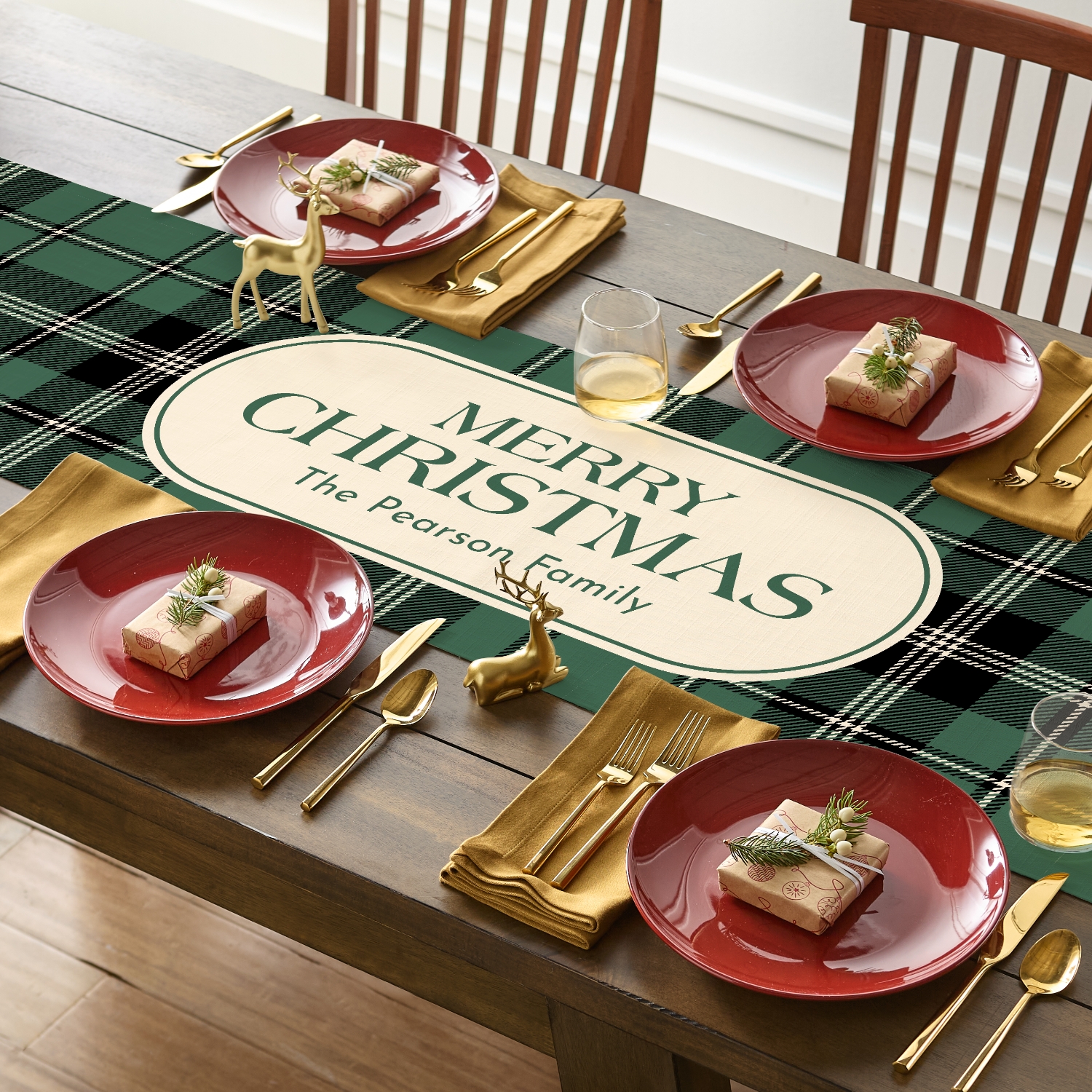 Green Plaid Table Runner