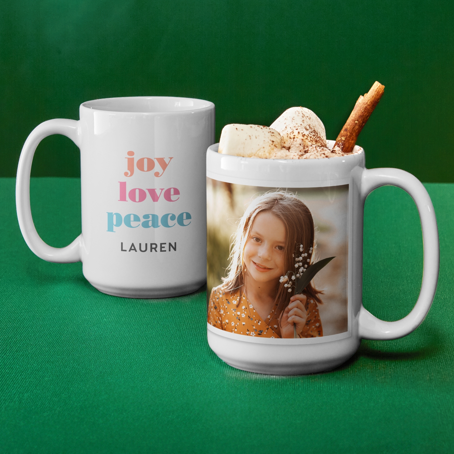 Joy Love Peace Photo Mug