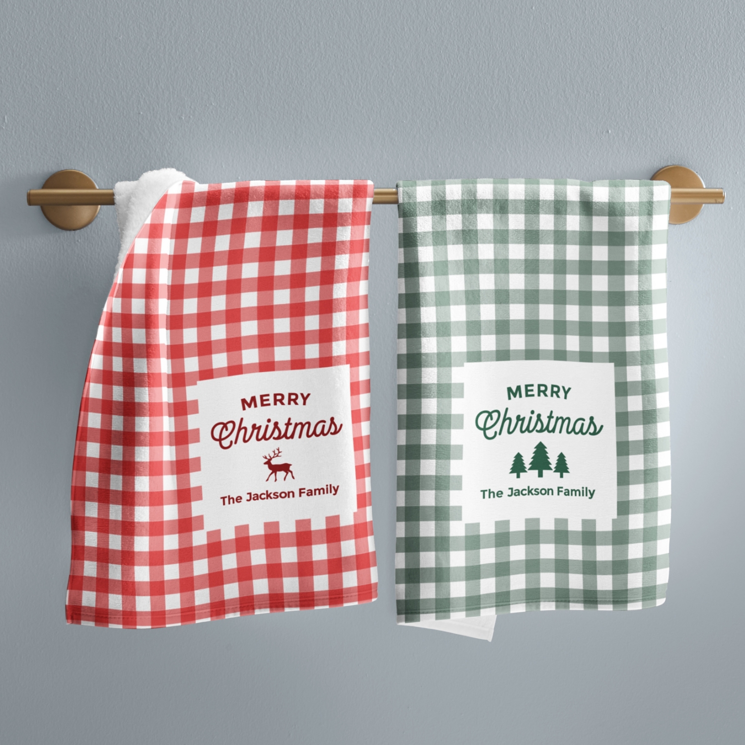 Merry Christmas Gingham Kitchen Towel