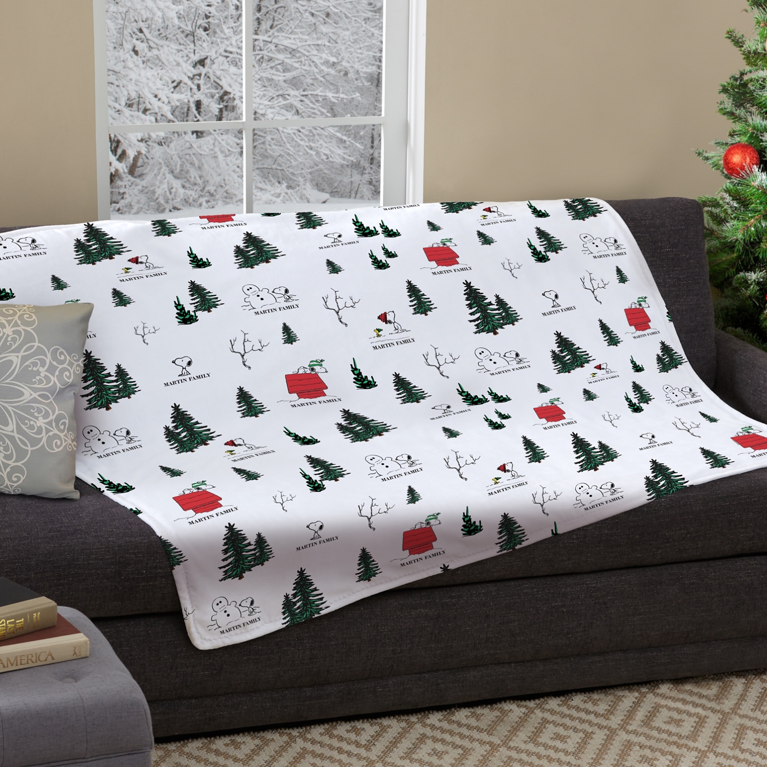 PEANUTS® Winter Snoopy™ All Over Pattern Plush Blanket