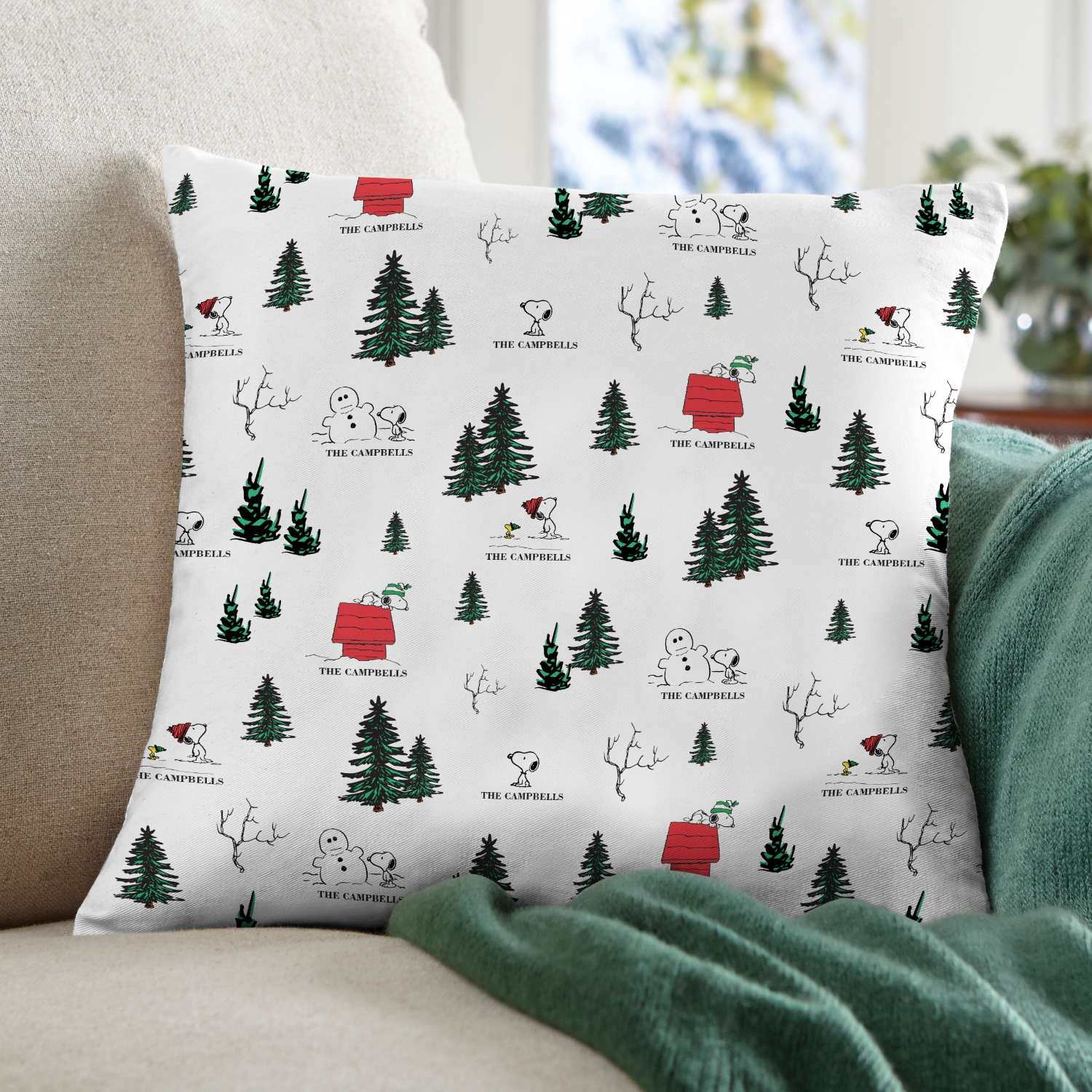 PEANUTS® Winter Snoopy™ All Over Pattern Throw Pillow