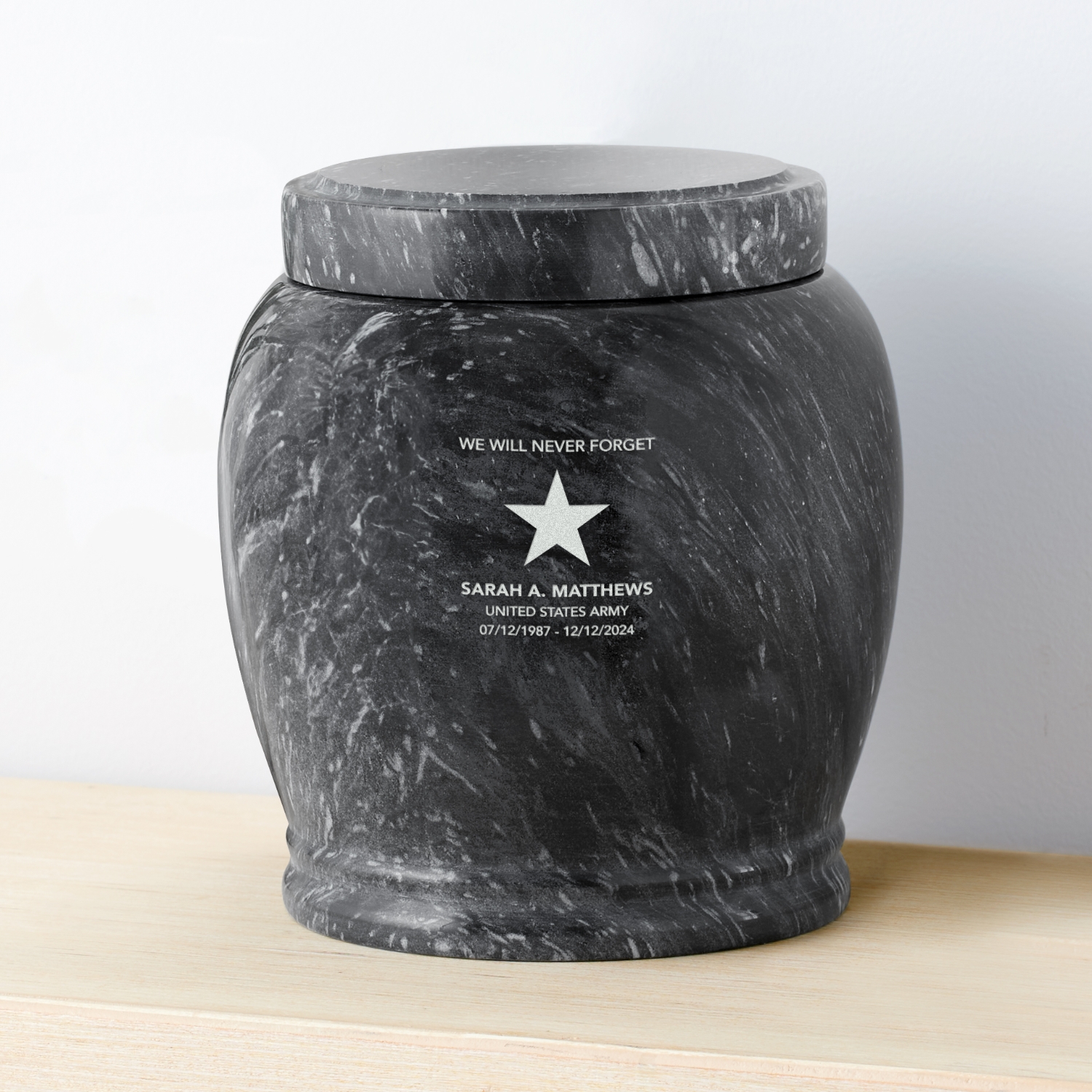 U.S. Army® Star Engraved Marble Cremation Urn