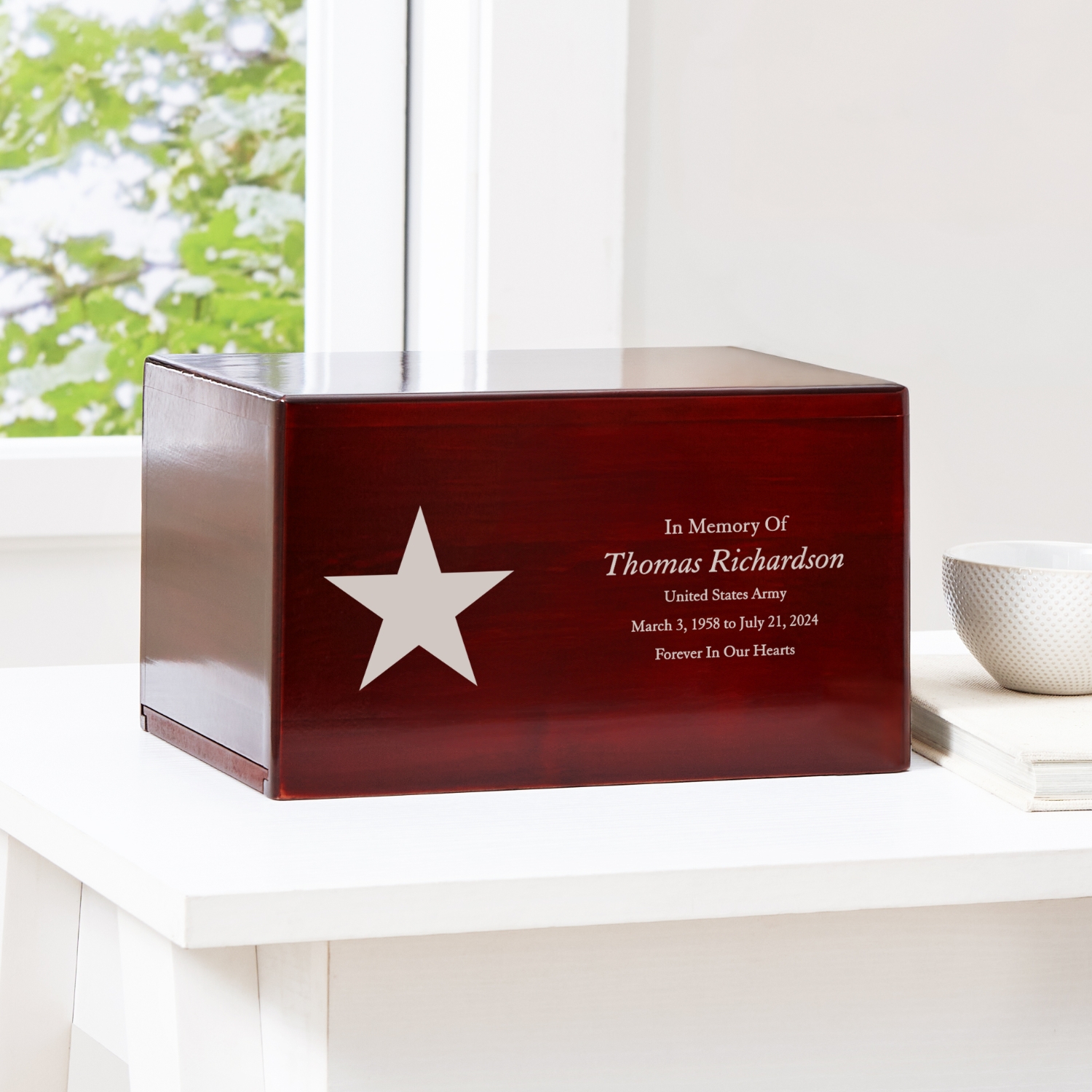 U.S. Army® Star Memorial Engraved Wood Cremation Urn