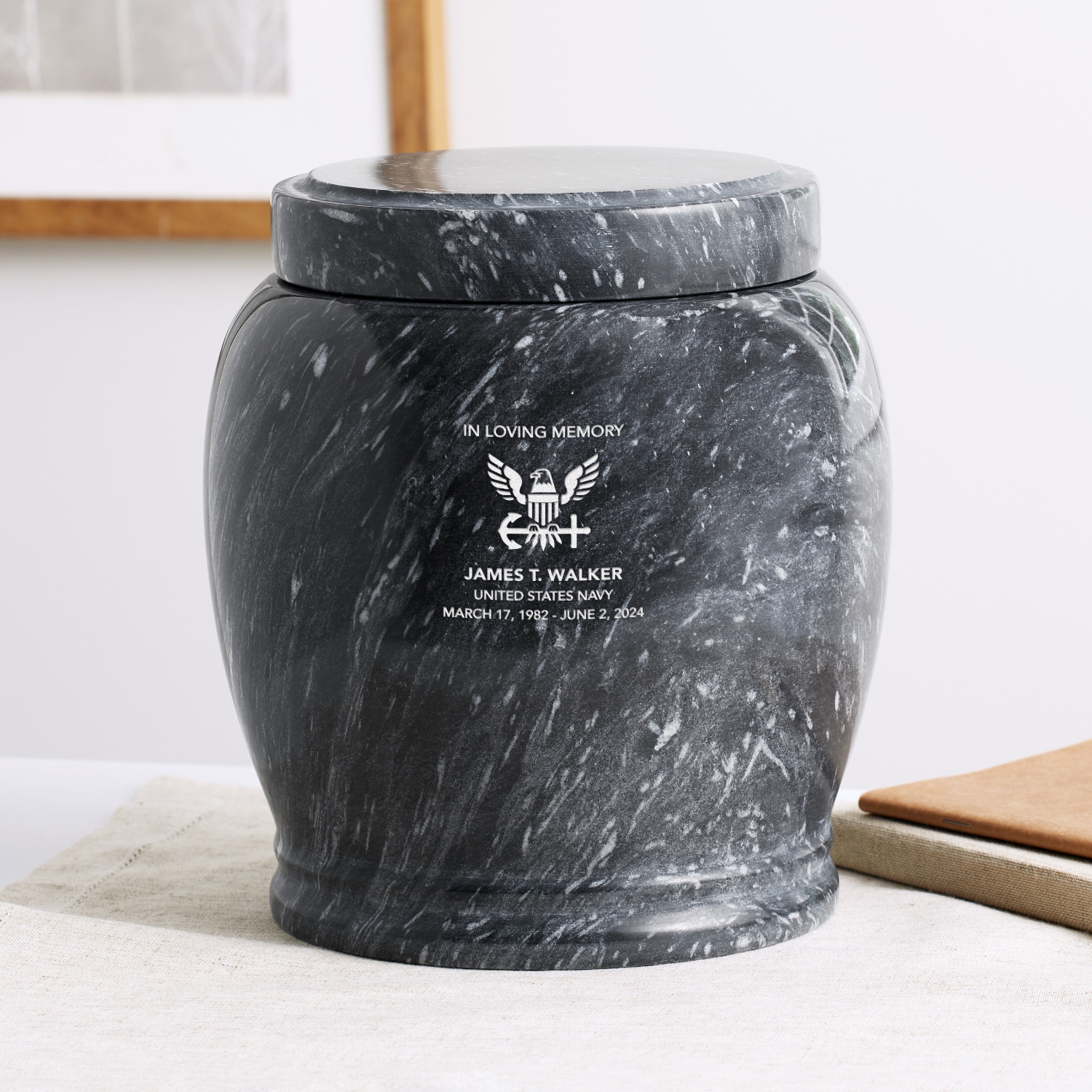 U.S. Navy® Eagle Engraved Marble Cremation Urn