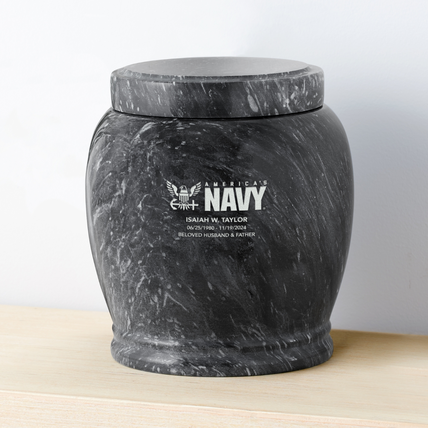 U.S. Navy® Engraved Marble Cremation Urn