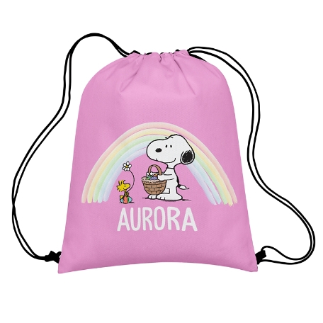 PEANUTS® Snoopy™ & Woodstock Rainbow Drawstring Bag-Pink