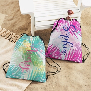Tropical Palm Drawstring Bag