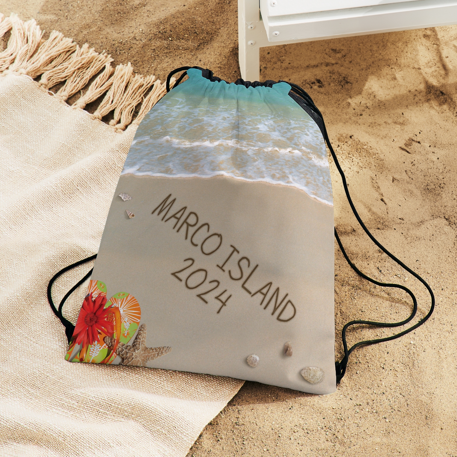 Written in Sand Drawstring Bag