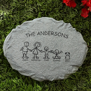 Family Cartoon Character Garden Stone