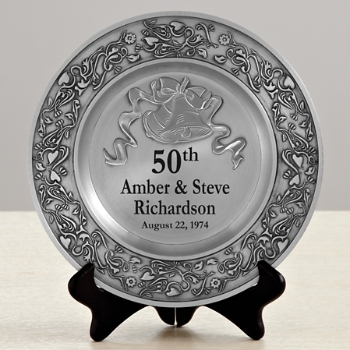 Commemorative Pewter Personalized Anniversary Plate