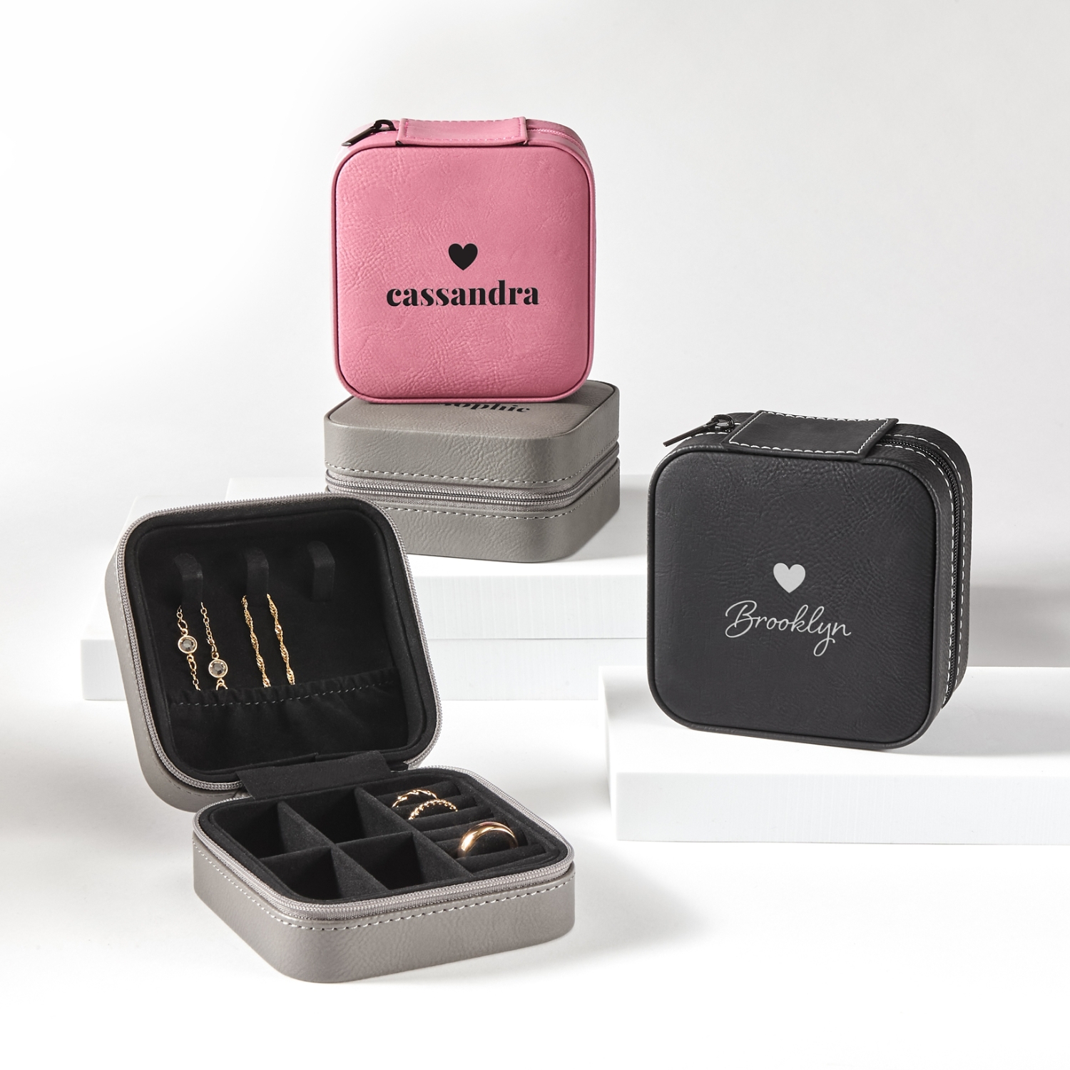 Personalized Heart Travel Jewelry Box