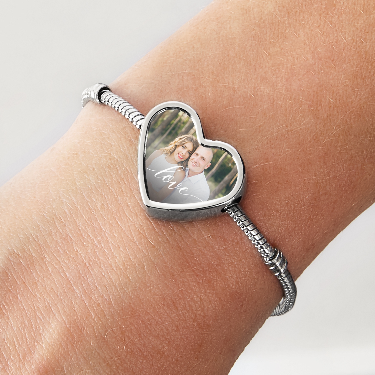 Love Photo Heart Charm Bracelet