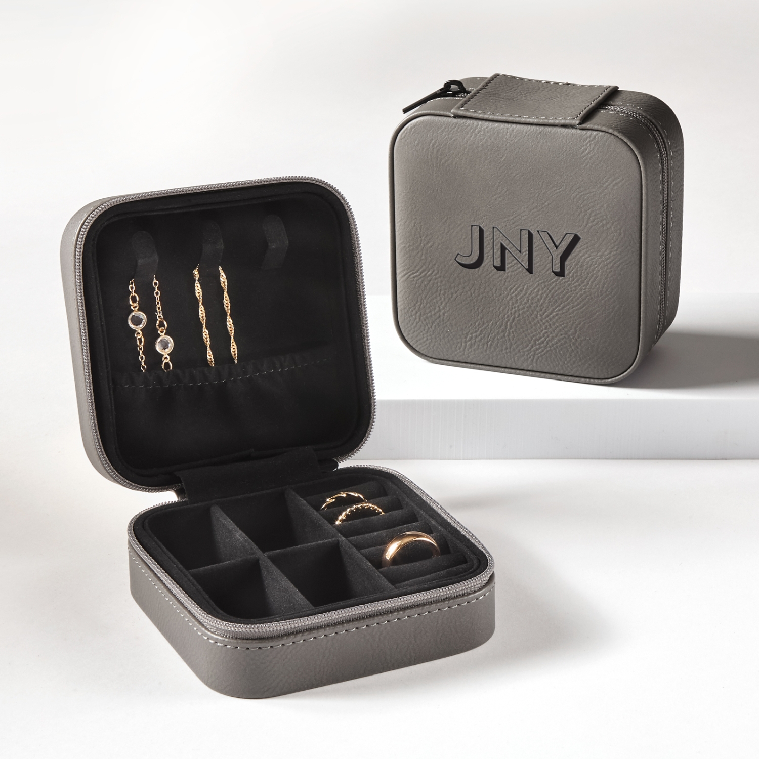 Bold Initials Travel Jewelry Box