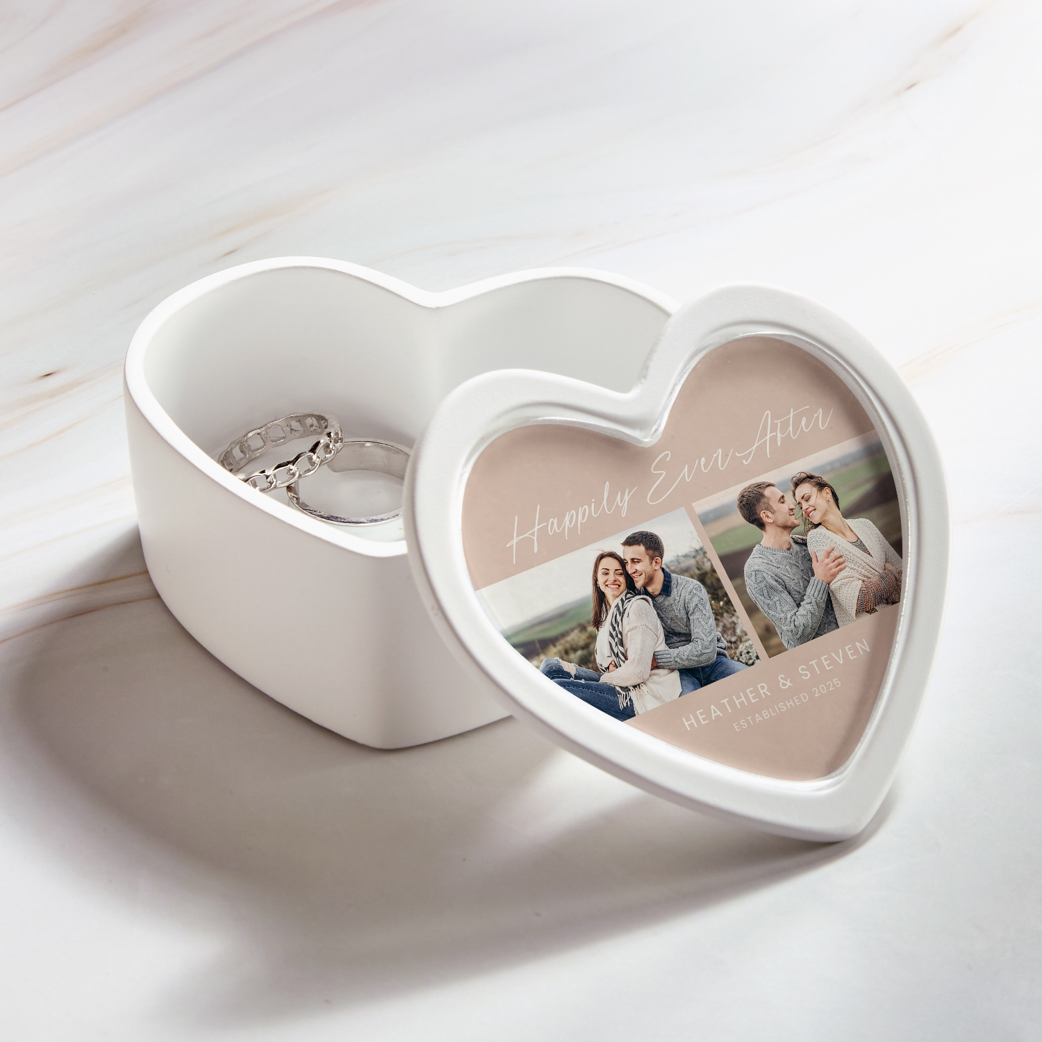 Happily Ever After Photo Heart Keepsake Box