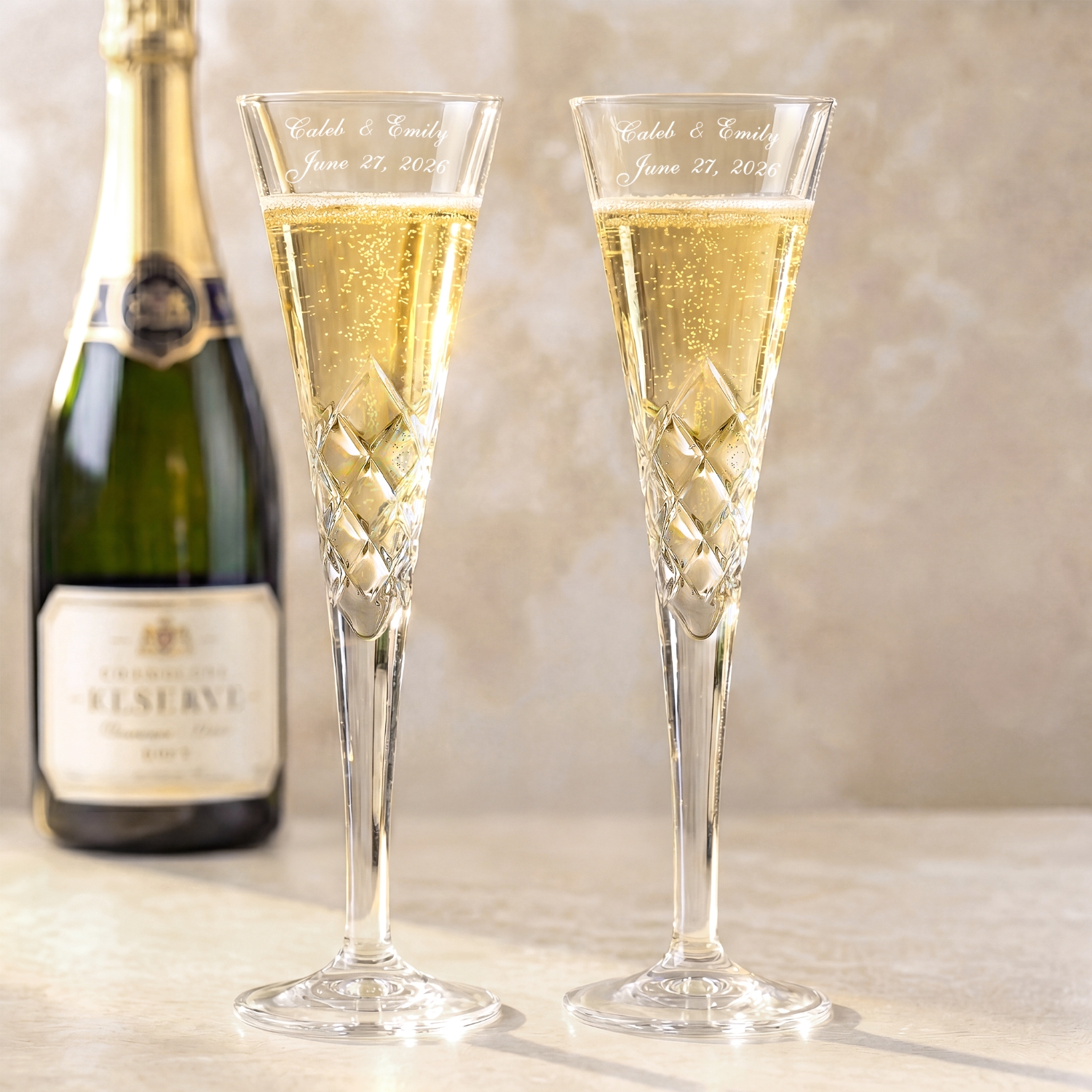 Galway European Crystal® Timeless Love Personalized Toasting Flutes
