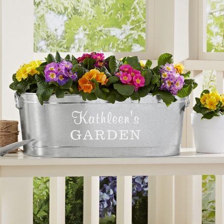 Vintage-Style Galvanized Personalized Planter Tub