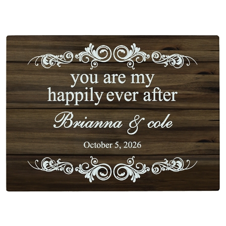 You Are My Happily Ever After Glass Cutting Board - Brown
