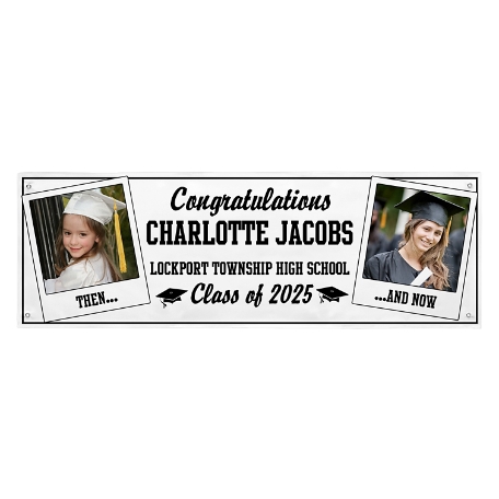 How Time Flies Graduation Photo Banner - 6 ft - Black