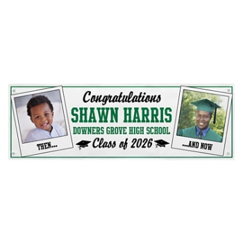 How Time Flies Graduation Photo Banner - 6 ft - Green