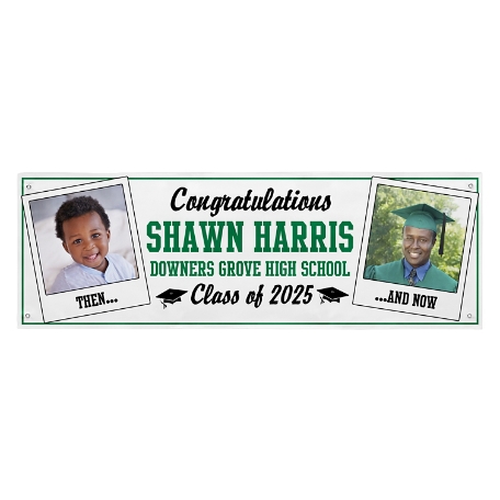 How Time Flies Graduation Photo Banner - 6 ft - Green