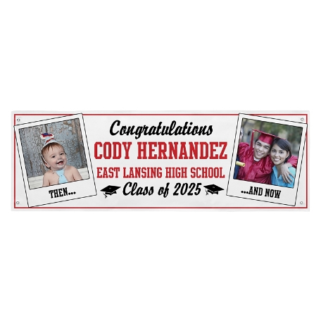 How Time Flies Graduation Photo Banner - 8 ft - Red