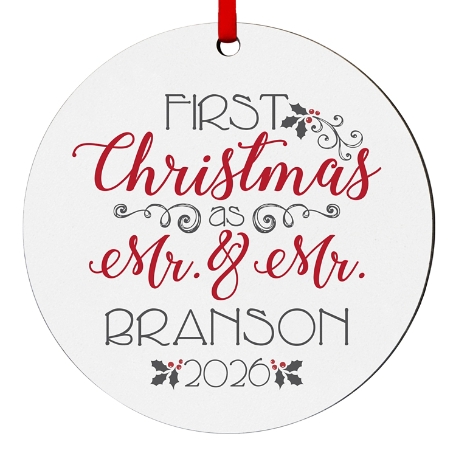 Christmas to Remember Wedding Round Ornament - Mr. & Mr.