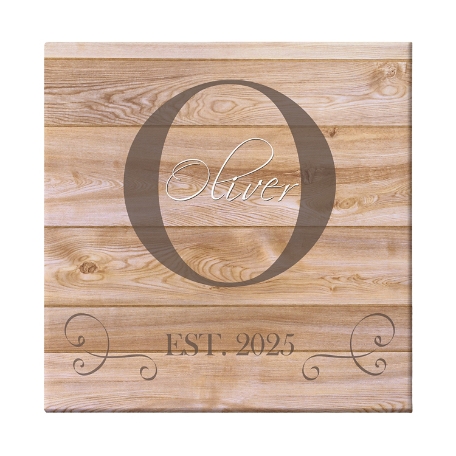 Family Initial & Name Canvas - 11x11 Natural-Unframed
