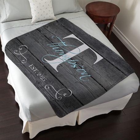 Family Initial & Name Plush Blanket