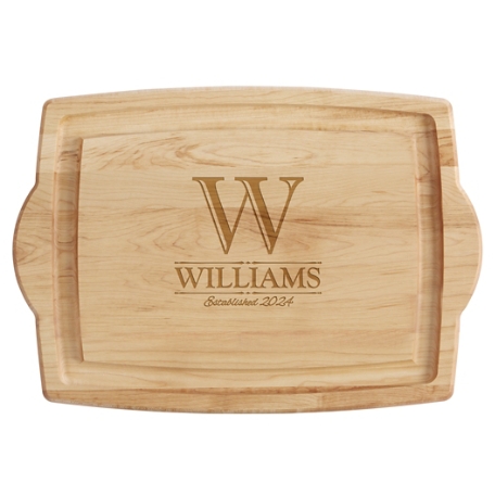 Decorative Monogram & Name Oversized Maple Wood Cutting Board