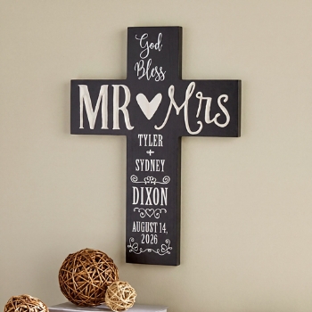 God Bless Mr. & Mrs. Wooden Cross