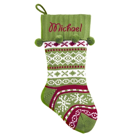 Knit Argyle Personalized Stockings-Green