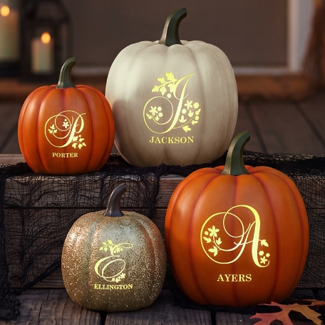 Light-Up Floral Name Pumpkin