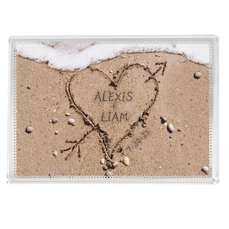 Heart in Sand Glass Block - Large