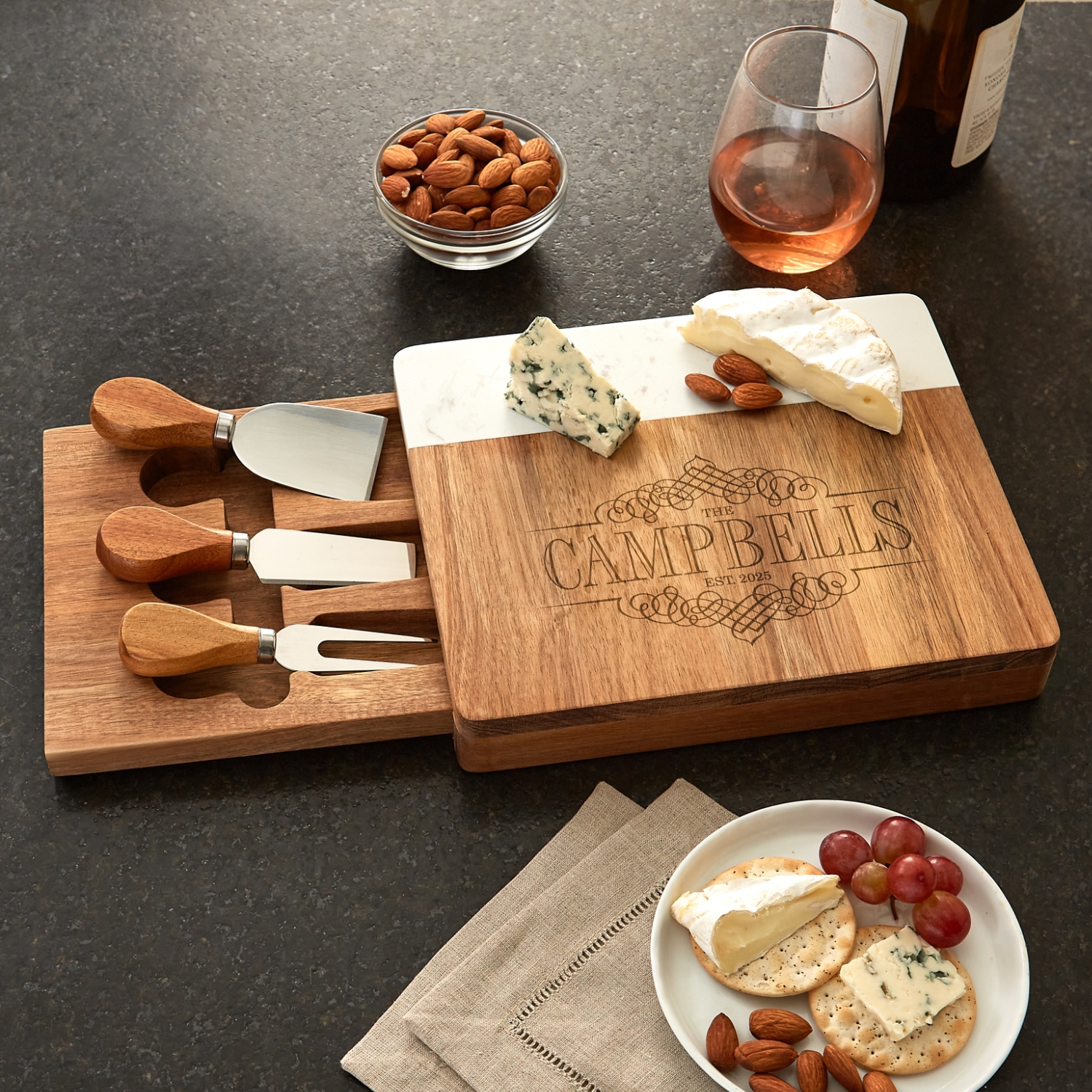 Decorative Name Marble Wood Cheese Board