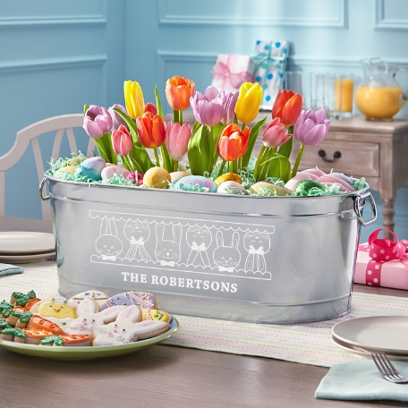 Bunnies Gather Here Galvanized Tub