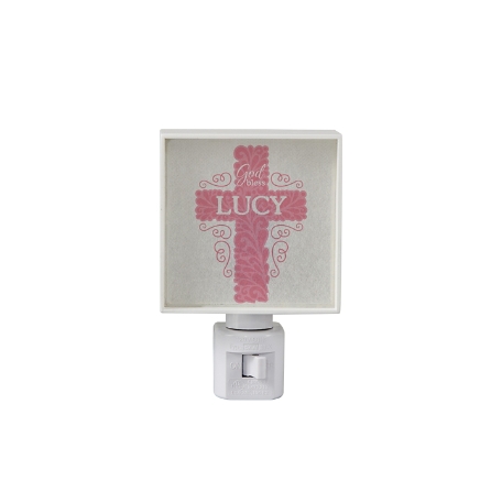 God Bless Cross Nightlight - Pink