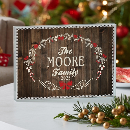 Rustic Christmas Glass Block