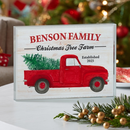 Christmas Tree Farm Glass Block