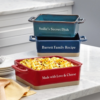 Square Personalized Stoneware Baker