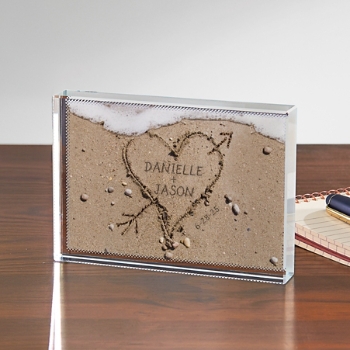 Love in the Sand Personalized Glass Block