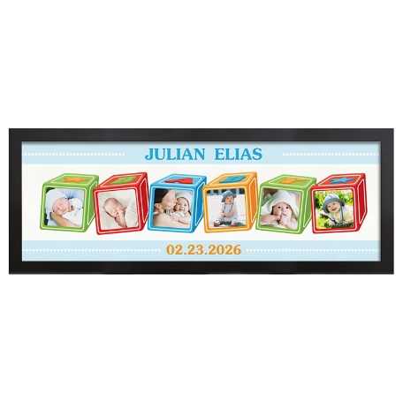 ABC Baby Blocks Photo Canvas - Blue - Framed - 9X27