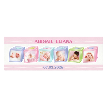 ABC Baby Blocks Photo Canvas - Pink - 6X18